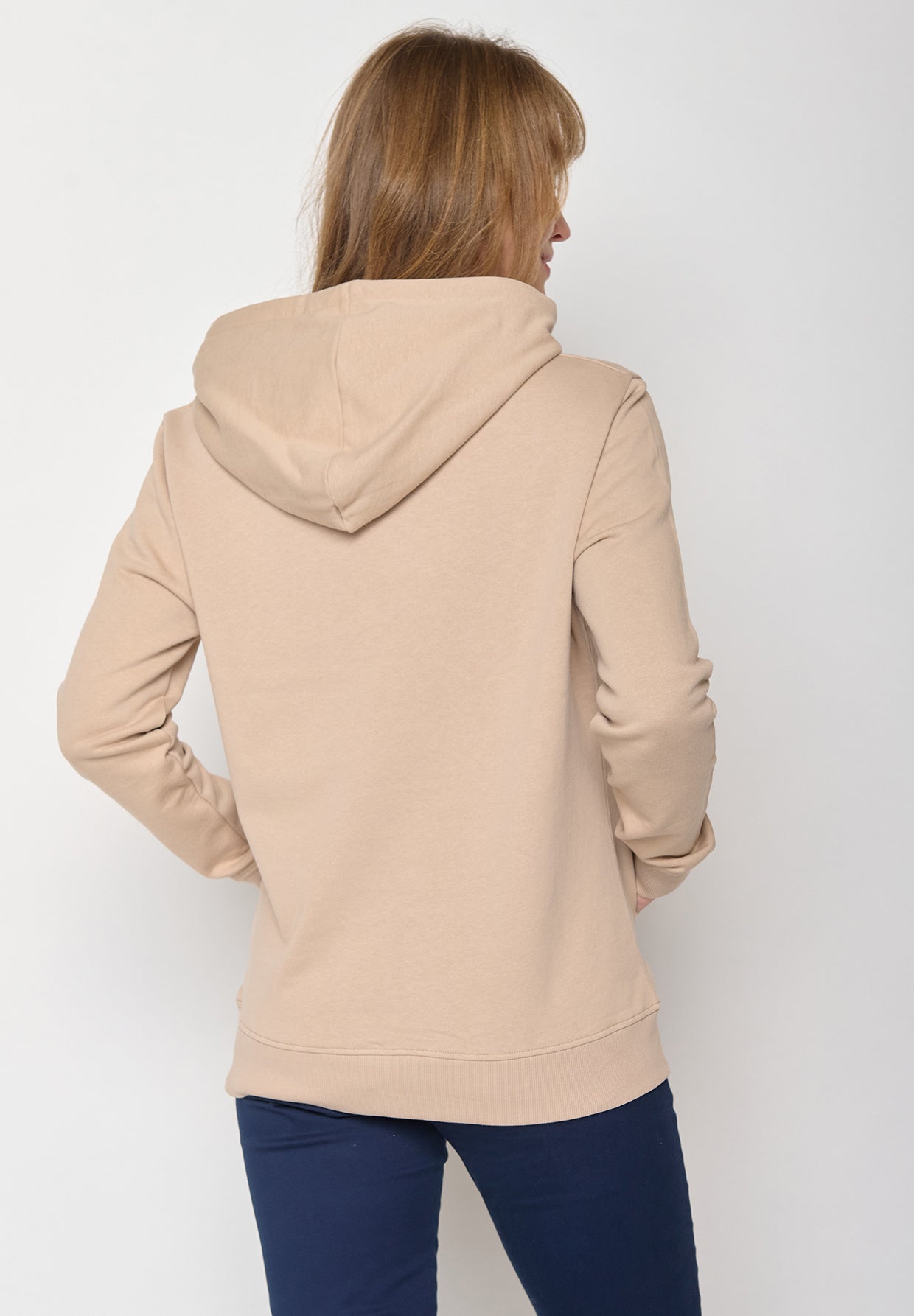 Latte: Gemütlicher Hoodie aus Bio-Baumwolle für Damen [11969]