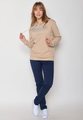 Latte: Gemütlicher Hoodie aus Bio-Baumwolle für Damen [11970]
