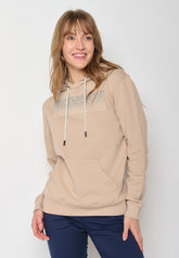 Latte: Gemütlicher Hoodie aus Bio-Baumwolle für Damen [11971]