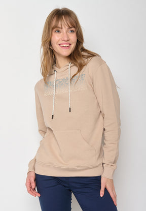 Latte: Gemütlicher Hoodie aus Bio-Baumwolle für Damen [11971]