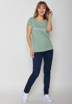 Pale Green: Lässiges T-Shirt aus Bio-Baumwolle für Damen [11977]