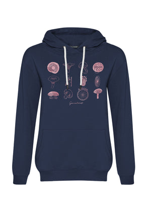 Navy: Gemütlicher Hoodie aus Bio-Baumwolle für Damen [11991]