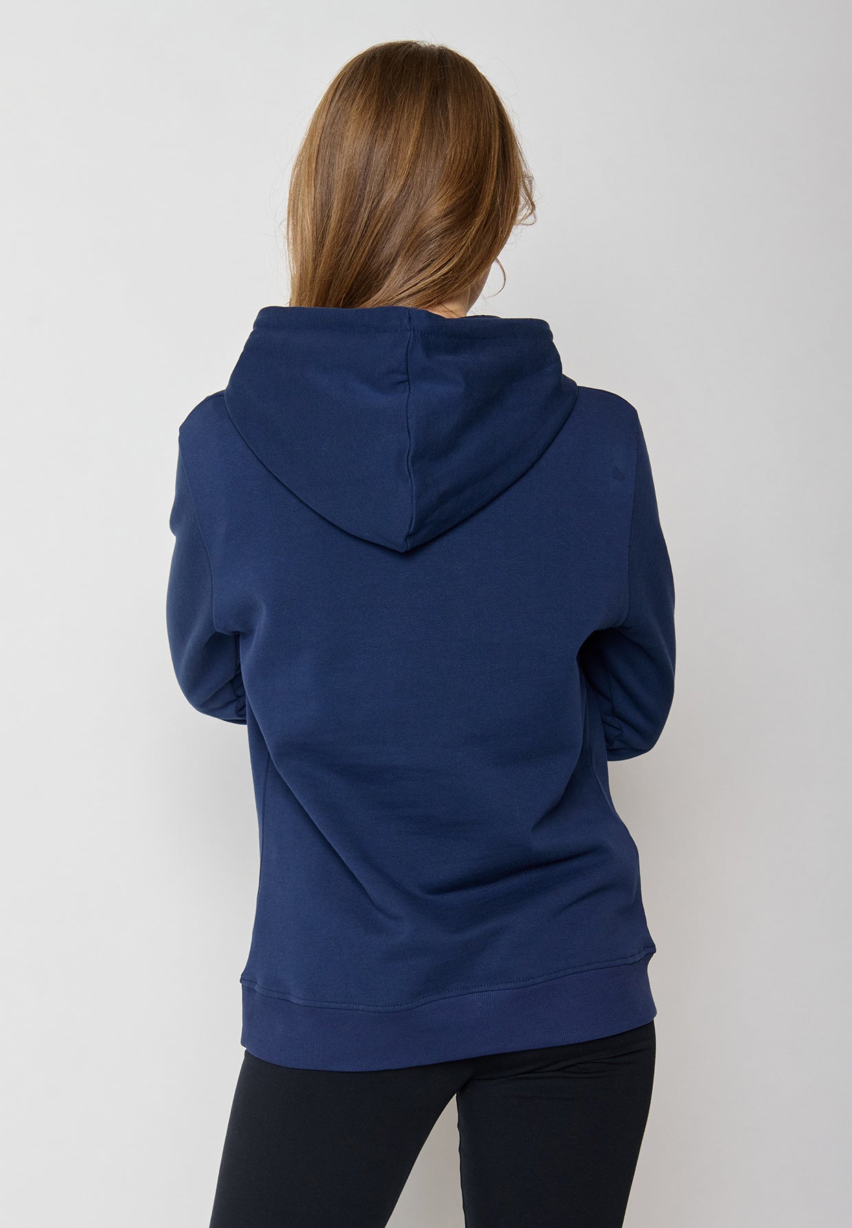 Navy: Gemütlicher Hoodie aus Bio-Baumwolle für Damen [11992]