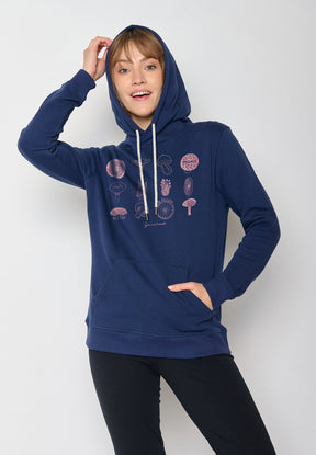 Navy: Gemütlicher Hoodie aus Bio-Baumwolle für Damen [11994]