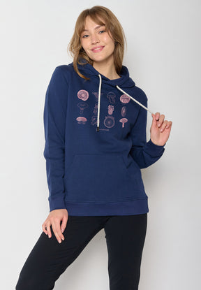 Navy: Gemütlicher Hoodie aus Bio-Baumwolle für Damen [11995]