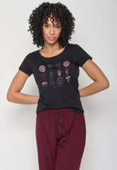 Black: Sportliches T-Shirt aus Bio-Baumwolle für Damen [12003]