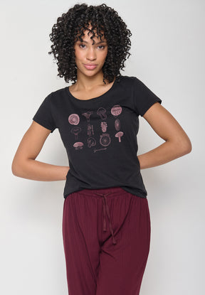 Black: Sportliches T-Shirt aus Bio-Baumwolle für Damen [12003]