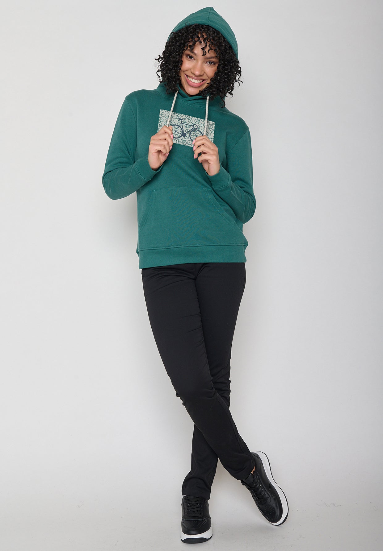 Jungle Green: Gemütlicher Hoodie aus Bio-Baumwolle für Damen [12006]