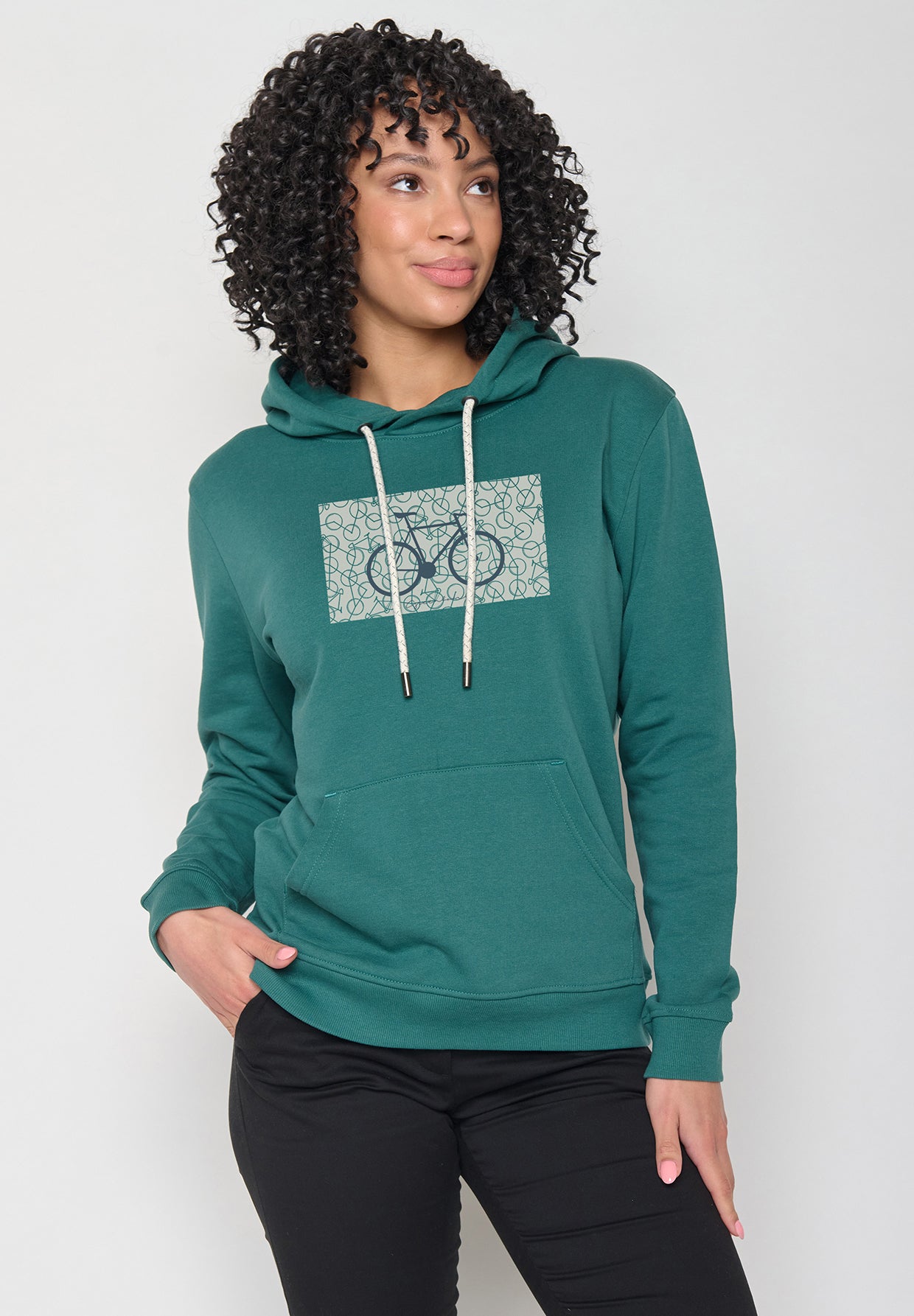 Jungle Green: Gemütlicher Hoodie aus Bio-Baumwolle für Damen [12007]