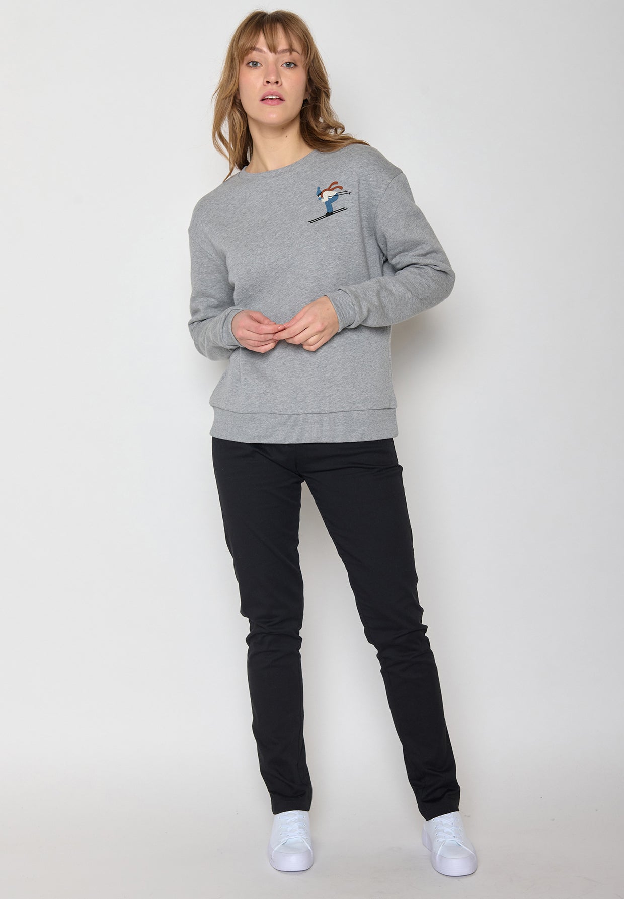 Heather Grey: Gemütliches Sweatshirt aus Bio-Baumwolle für Damen [12019]