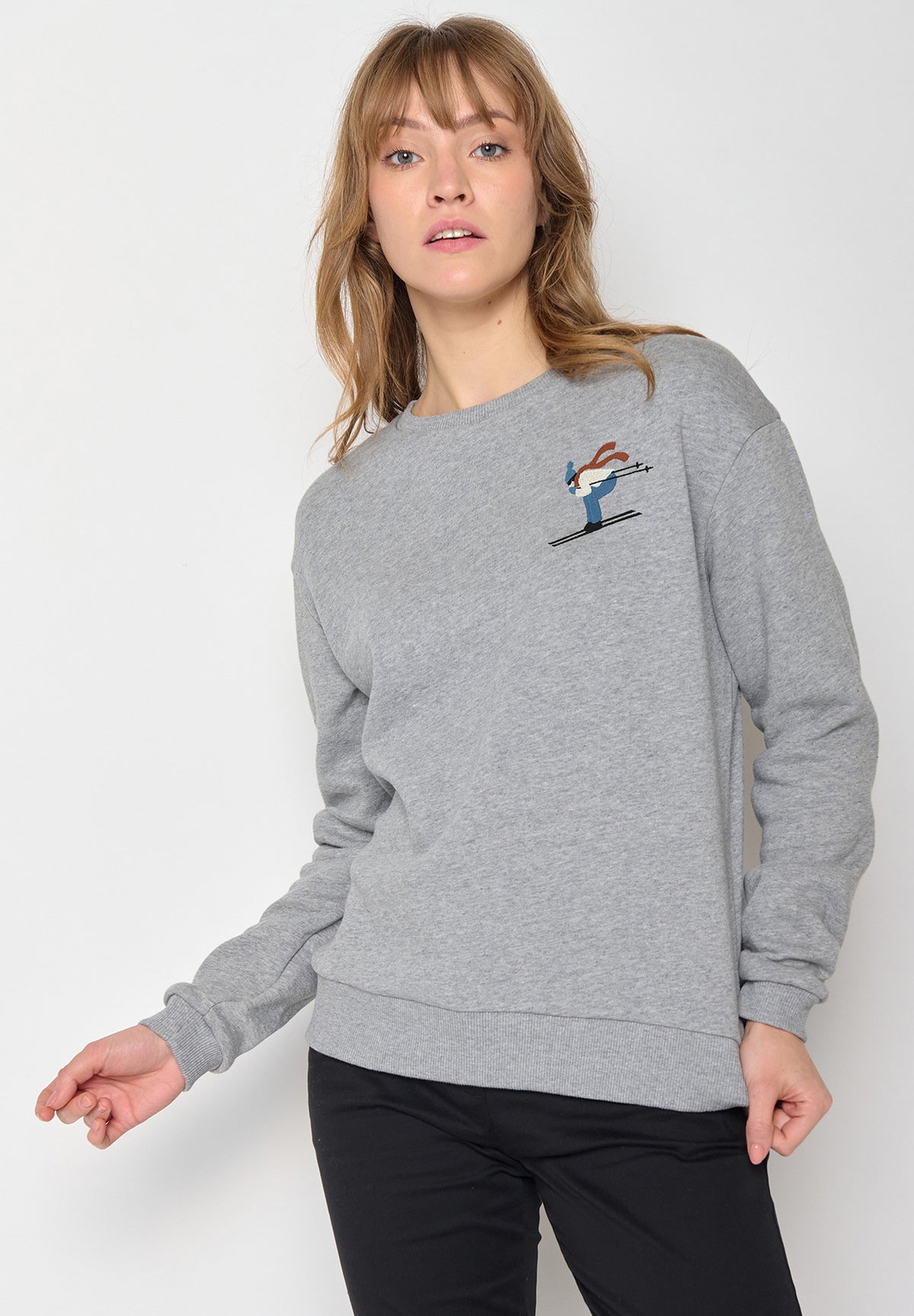 Heather Grey: Gemütliches Sweatshirt aus Bio-Baumwolle für Damen [12020]
