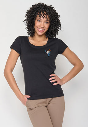 Black: Sportliches T-Shirt aus Bio-Baumwolle für Damen [12028]