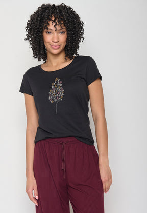 Black: Sportliches T-Shirt aus Bio-Baumwolle für Damen [12037]