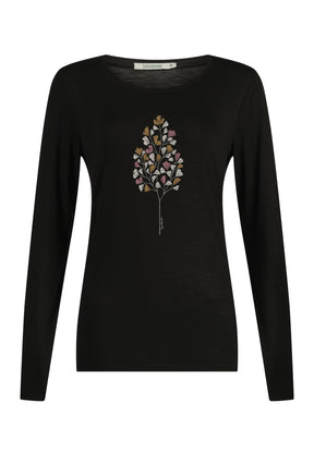 Black: Lässiges Longsleeve aus Viskose (LENZING™ ECOVERO™) Mix für Damen [12038]