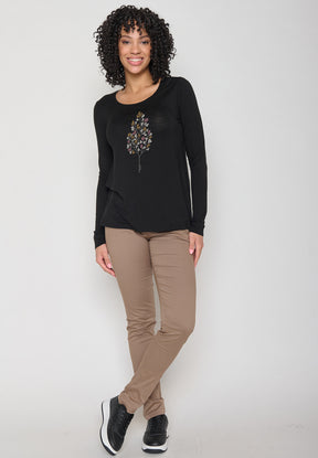 Black: Lässiges Longsleeve aus Viskose (LENZING™ ECOVERO™) Mix für Damen [12040]