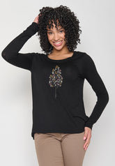 Black: Lässiges Longsleeve aus Viskose (LENZING™ ECOVERO™) Mix für Damen [12041]