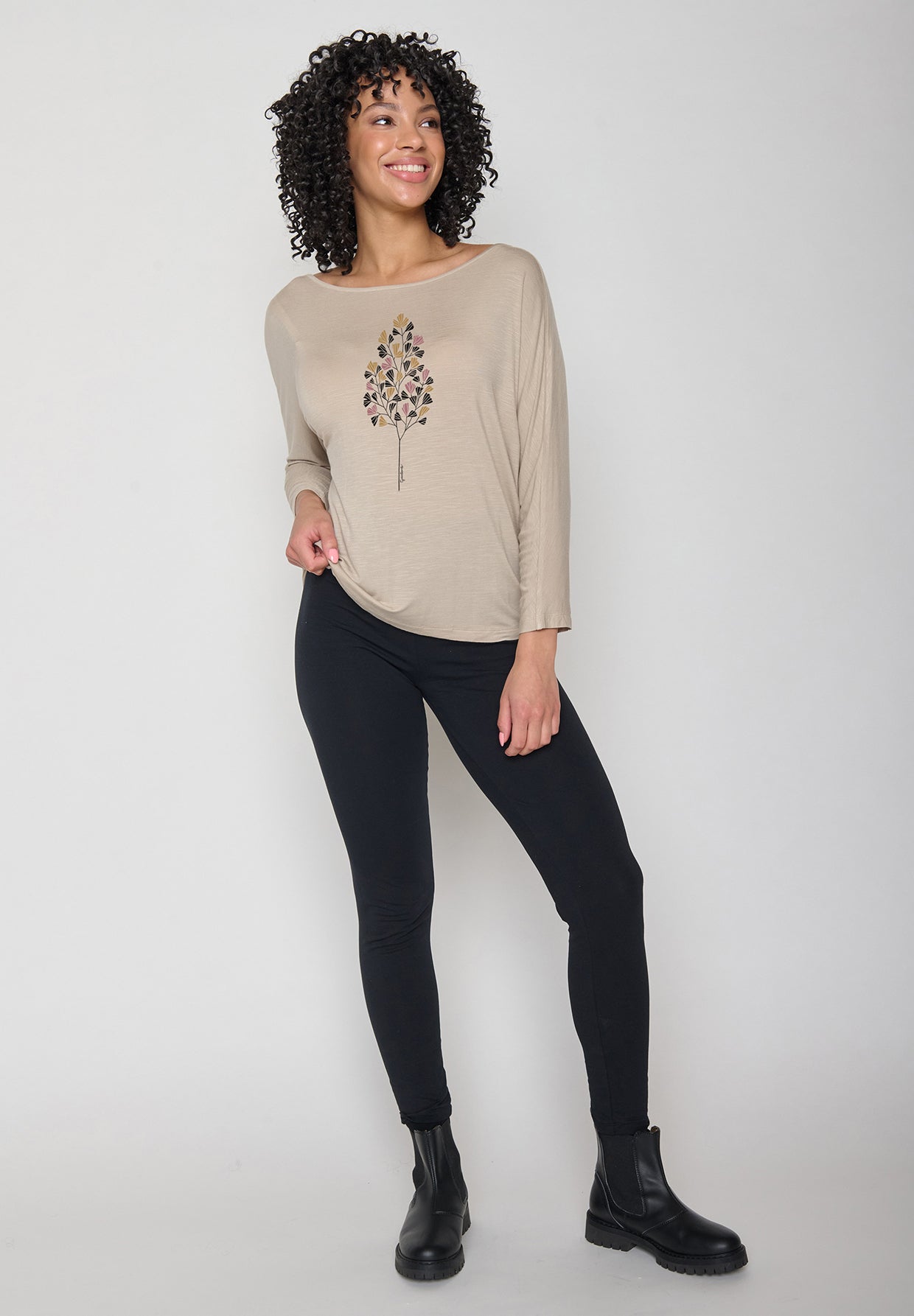Latte: Gemütliches Longsleeve aus Viskose (LENZING™ ECOVERO™) Mix für Damen [12045]