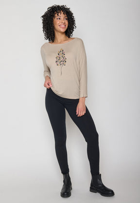 Latte: Gemütliches Longsleeve aus Viskose (LENZING™ ECOVERO™) Mix für Damen [12045]