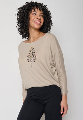 Latte: Gemütliches Longsleeve aus Viskose (LENZING™ ECOVERO™) Mix für Damen [12046]