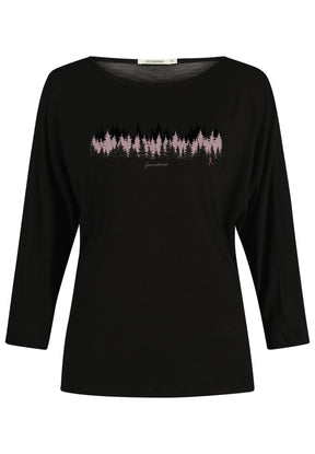 Black: Gemütliches Longsleeve aus Viskose (LENZING™ ECOVERO™) Mix für Damen [12059]