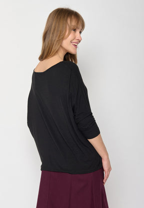 Black: Gemütliches Longsleeve aus Viskose (LENZING™ ECOVERO™) Mix für Damen [12060]