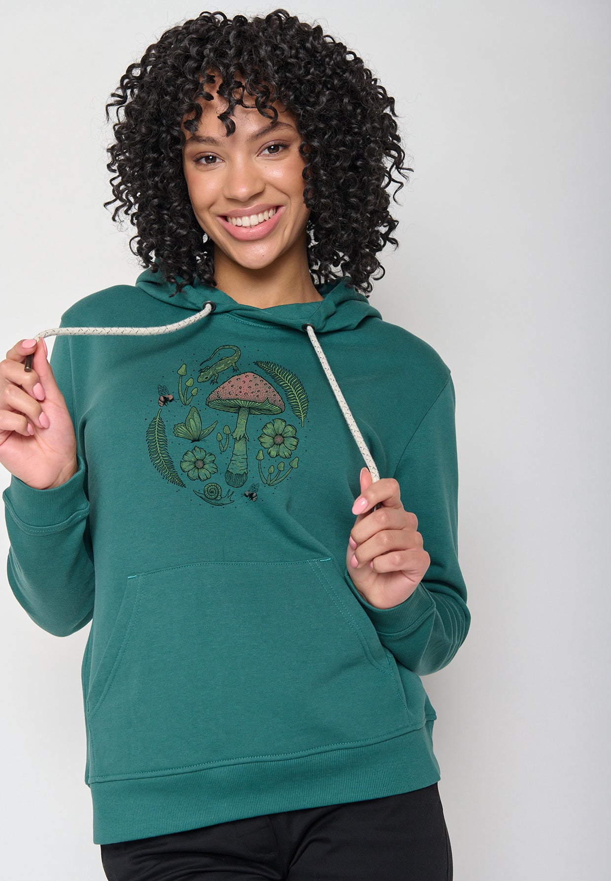 Jungle Green: Gemütlicher Hoodie aus Bio-Baumwolle für Damen [12072]