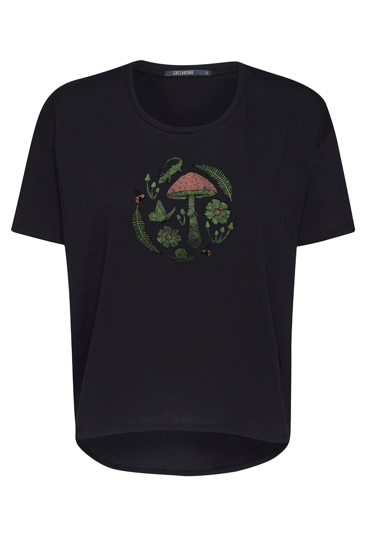 Black: Lässiges T-Shirt aus Bio-Baumwoll-Mix für Damen [12073]