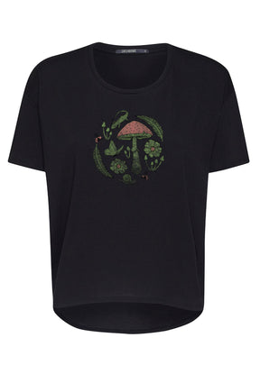 Black: Lässiges T-Shirt aus Bio-Baumwoll-Mix für Damen [12073]