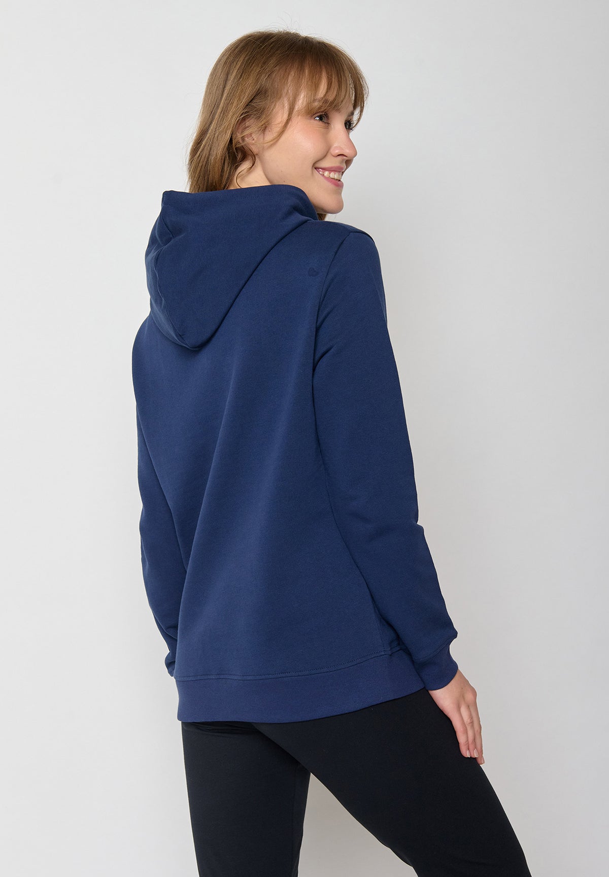 Navy: Gemütlicher Hoodie aus Bio-Baumwolle für Damen [12088]