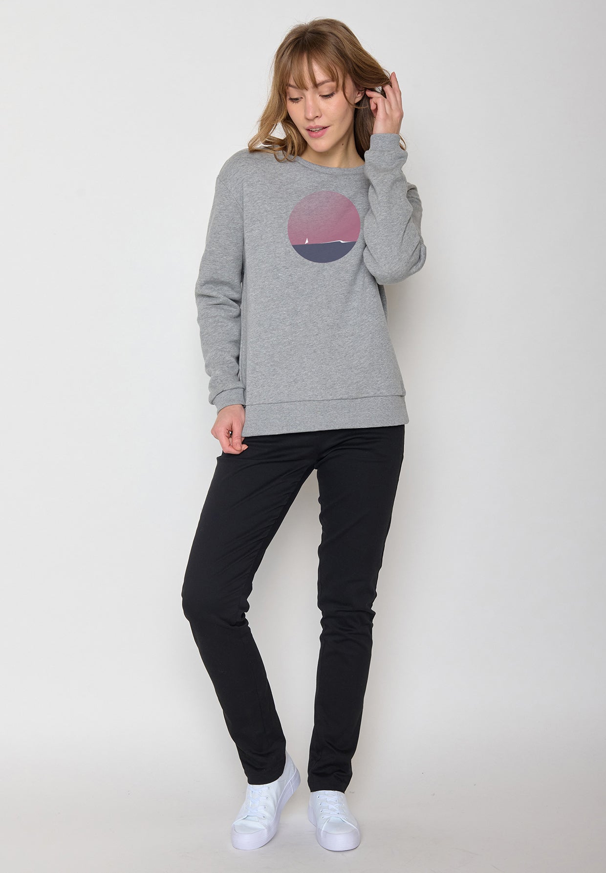Heather Grey: Gemütliches Sweatshirt aus Bio-Baumwolle für Damen [12097]