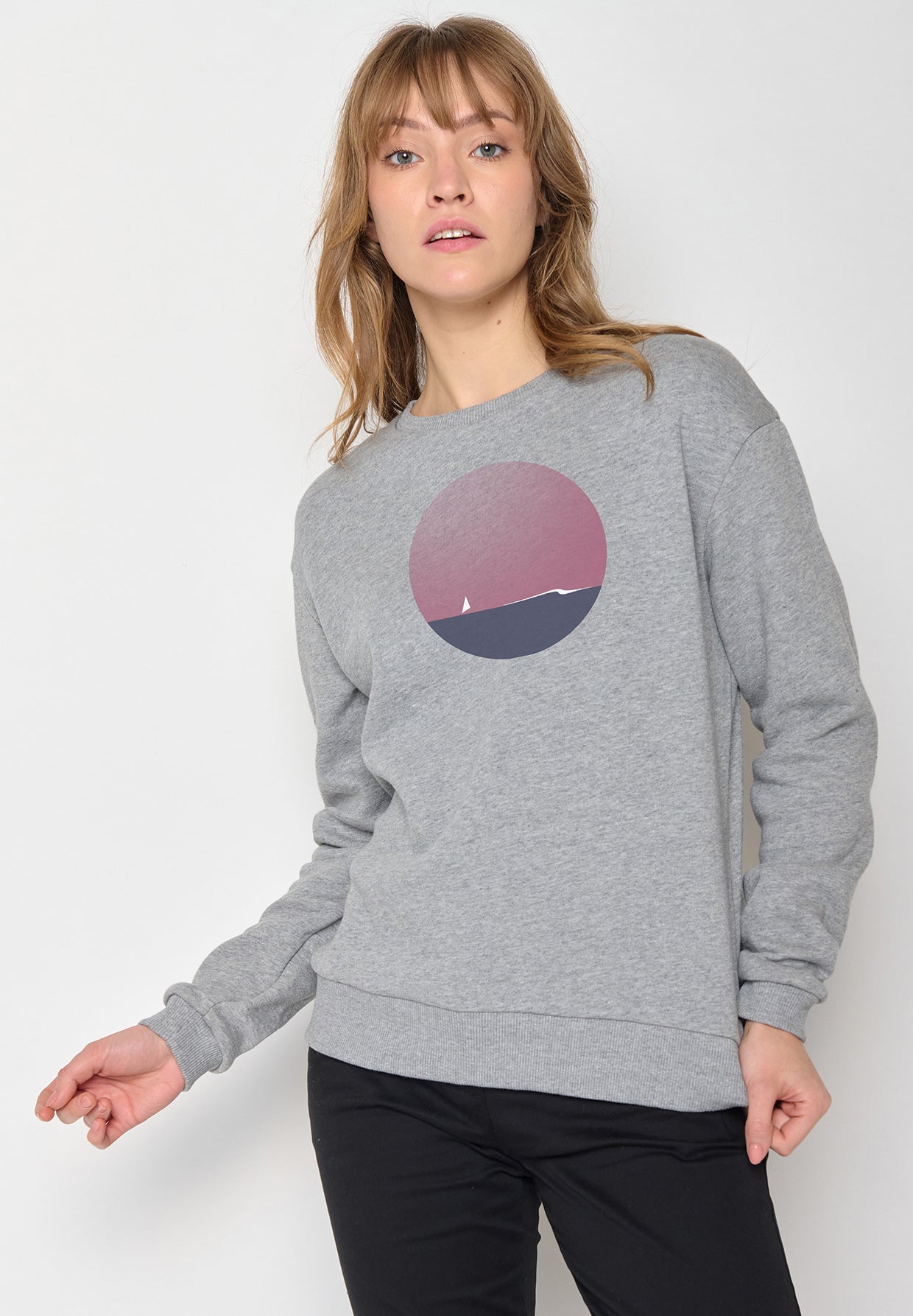 Heather Grey: Gemütliches Sweatshirt aus Bio-Baumwolle für Damen [12098]