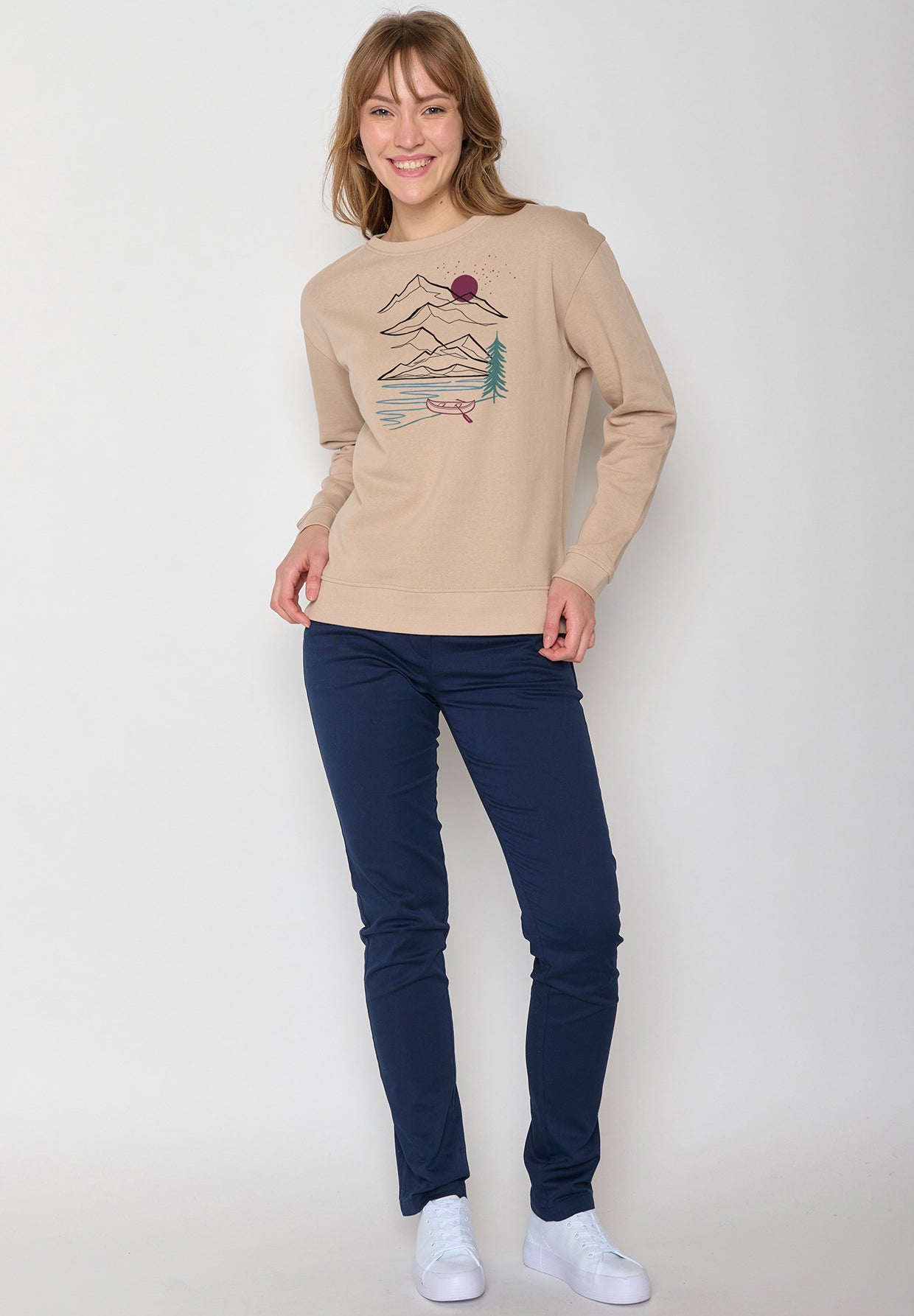 Latte: Gemütliches Sweatshirt aus Bio-Baumwolle für Damen [12105]