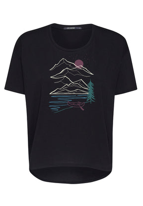 Black: Lässiges T-Shirt aus Bio-Baumwoll-Mix für Damen [12111]