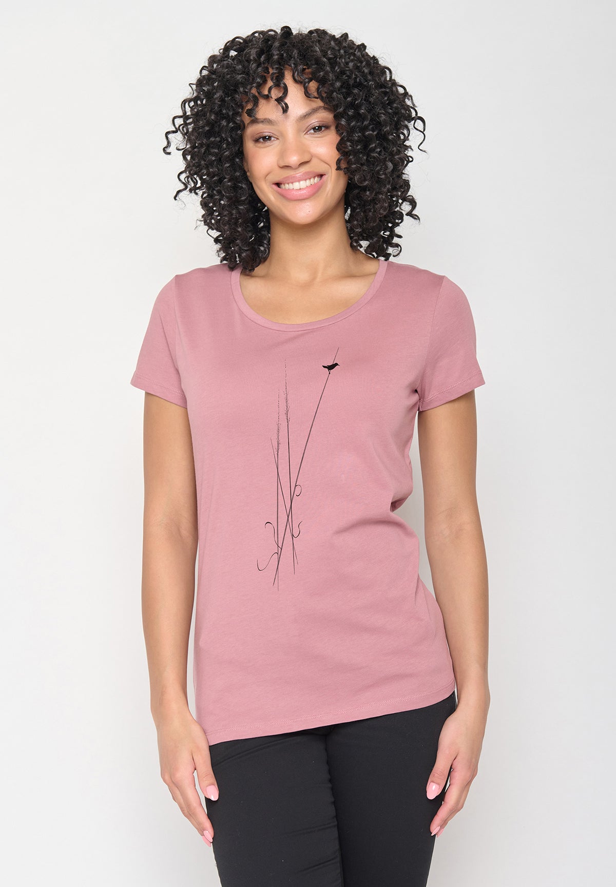 Old Rose: Lässiges T-Shirt aus Bio-Baumwolle für Damen [12143]