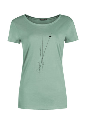 Pale Green: Lässiges T-Shirt aus Bio-Baumwolle für Damen [12144]