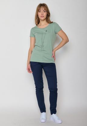 Pale Green: Lässiges T-Shirt aus Bio-Baumwolle für Damen [12146]