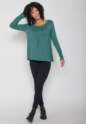 Jungle Green: Lässiges Longsleeve aus Viskose (LENZING™ ECOVERO™) Mix für Damen [12150]