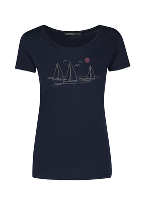 Dark Navy: Sportliches T-Shirt aus Bio-Baumwolle für Damen [12195]