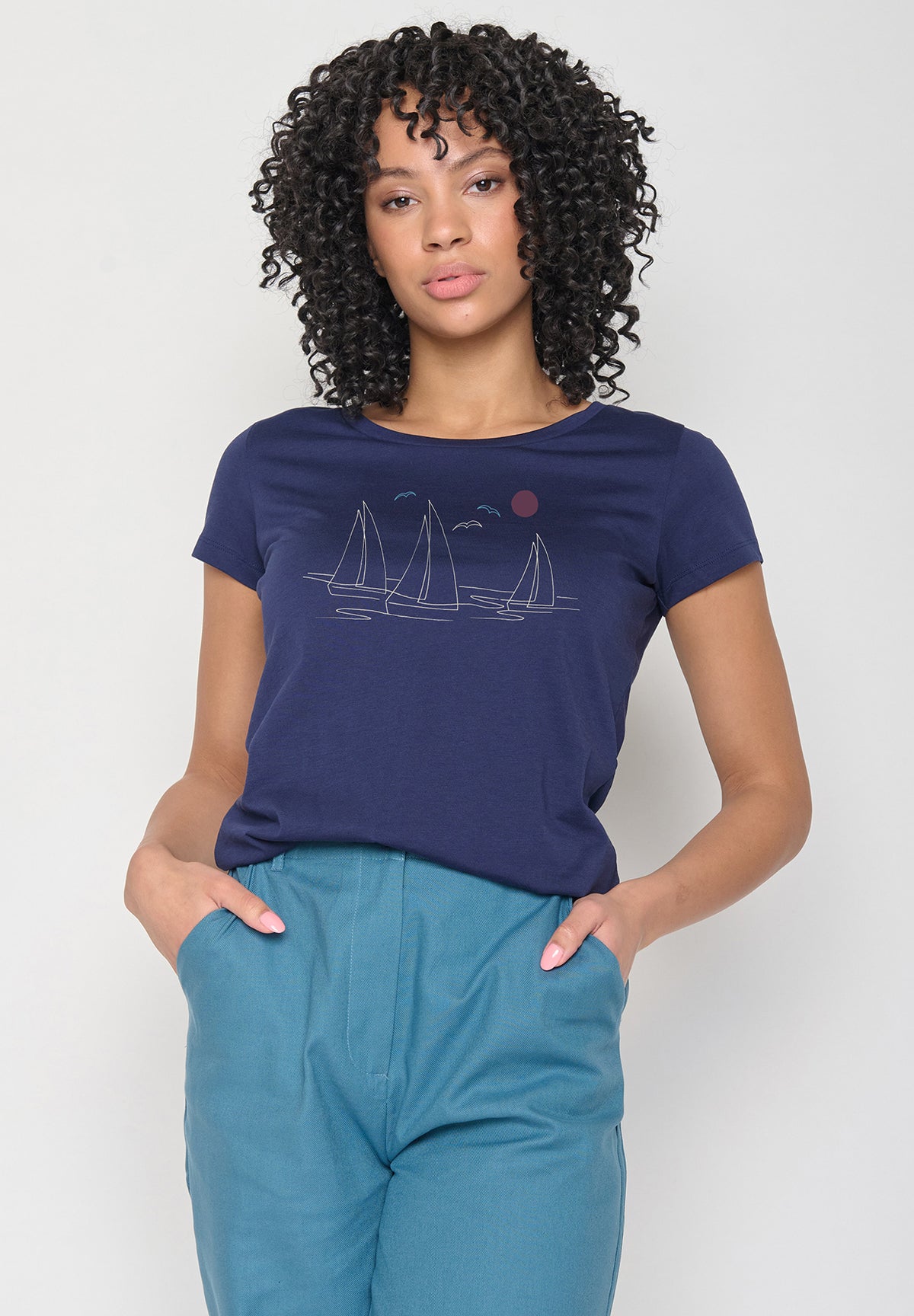 Dark Navy: Sportliches T-Shirt aus Bio-Baumwolle für Damen [12198]