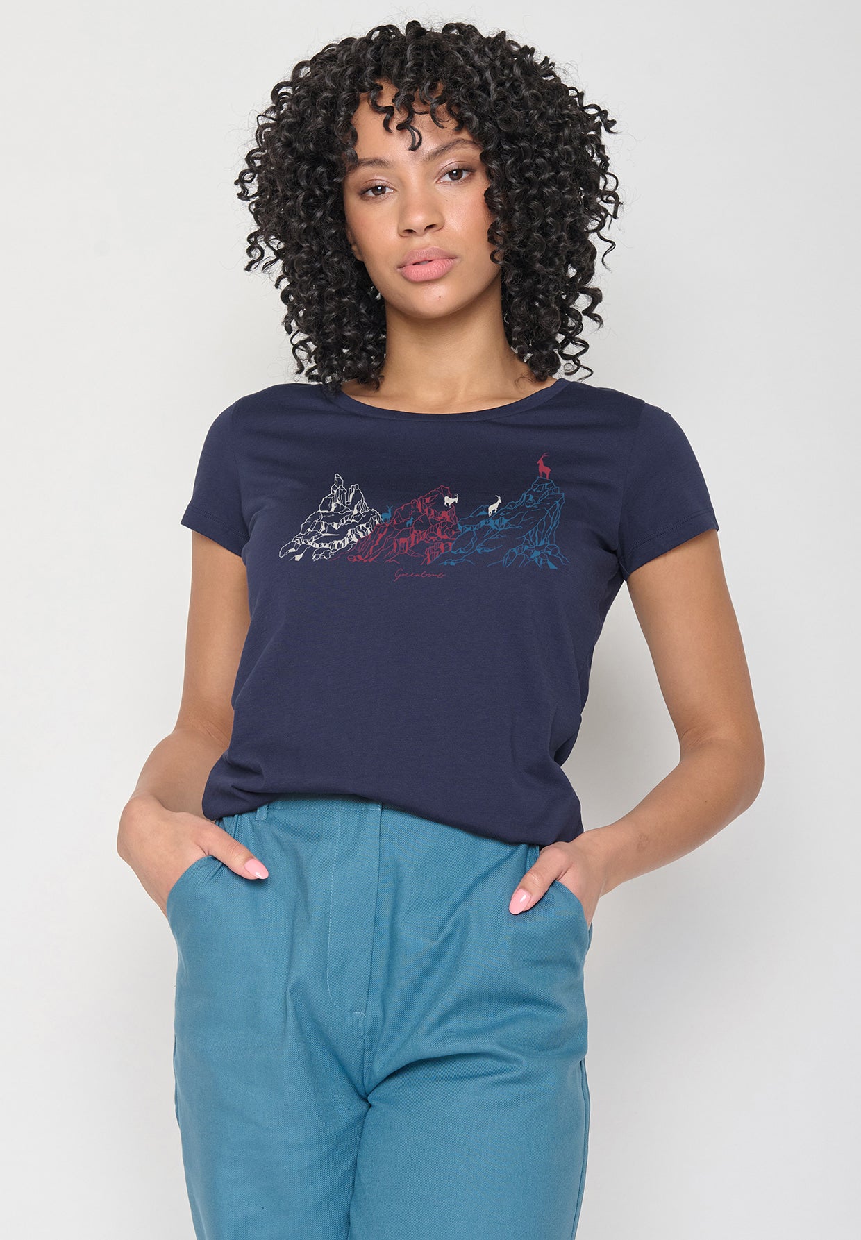 Blauer Lässiges T-Shirt aus Bio-Baumwolle für Damen (1)