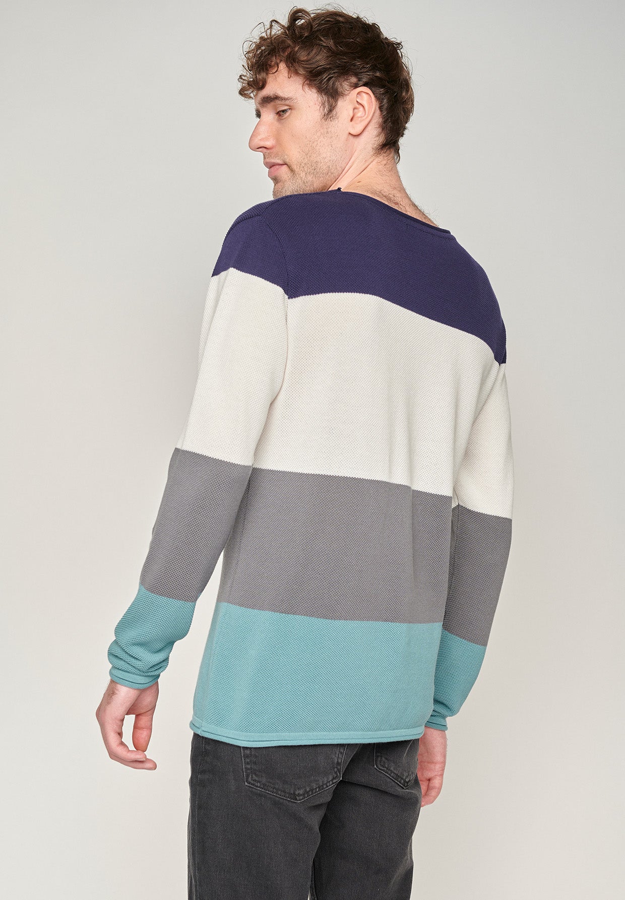 Blue Stripes: Elegantes Sweatshirt aus Bio-Baumwolle für Herren [15220]