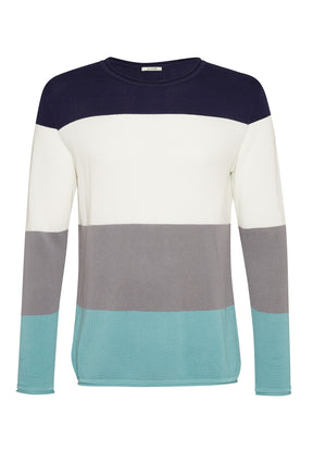Blue Stripes: Elegantes Sweatshirt aus Bio-Baumwolle für Herren [15221]