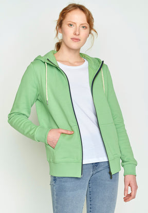 Grün:  Gemütliche Zipjacke aus Bio-Baumwolle für Damen [15229]