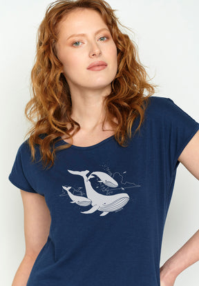 Navy: Lässiges T-Shirt aus Bio-Baumwolle für Damen [15263]
