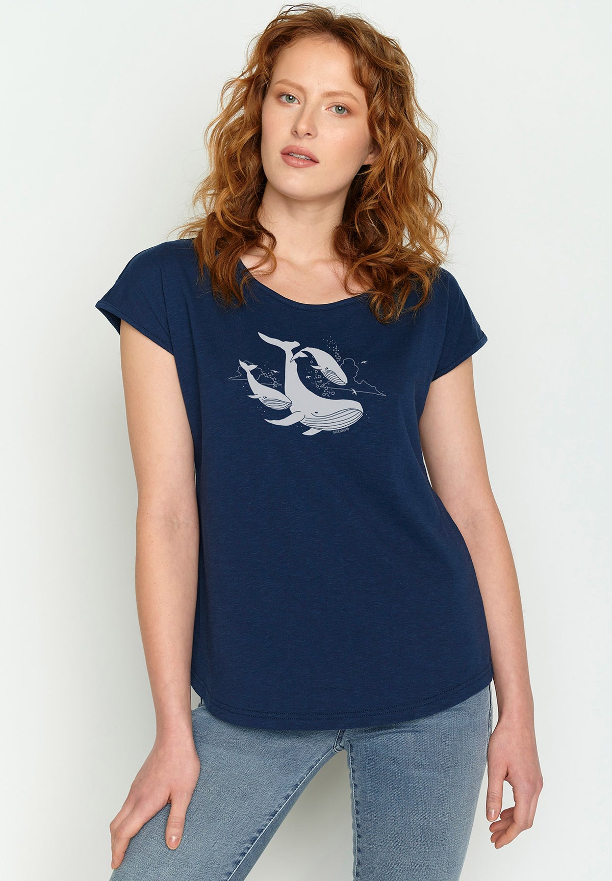 Navy: Lässiges T-Shirt aus Bio-Baumwolle für Damen [15264]