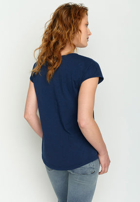 Navy: Lässiges T-Shirt aus Bio-Baumwolle für Damen [15266]