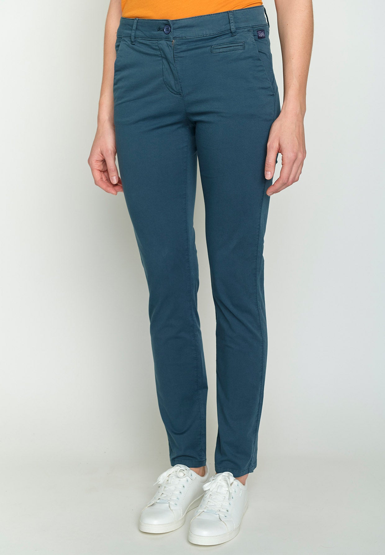 Blau:  Gemütliche Chino aus Bio-Baumwoll Mix für Damen [15382]