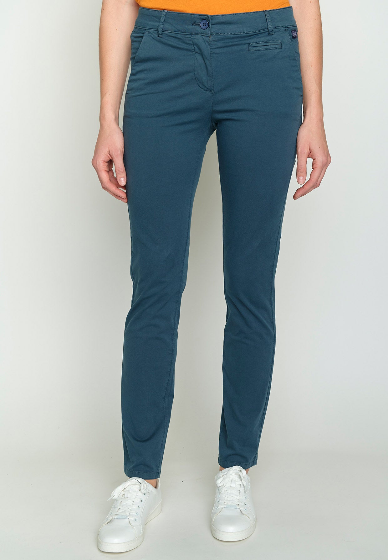 Blau:  Gemütliche Chino aus Bio-Baumwoll Mix für Damen [15383]