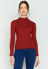 Winter Red: Lässiges Longsleeve aus LENZING™ TENCEL™ Mix für Damen [15389]