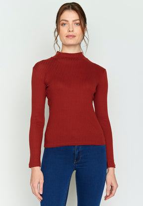 Winter Red: Lässiges Longsleeve aus LENZING™ TENCEL™ Mix für Damen [15389]